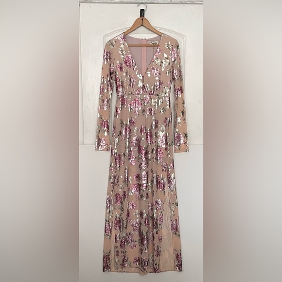 Show me your mumu Carmella Maxi Romper Floral long sleeve small pink metallic - Picture 14 of 16